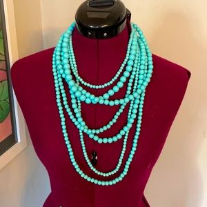 7 strand aqua beaded necklace